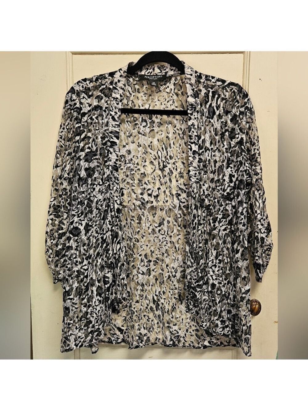 Perceptions Black and White Sheer Cardigan Size 14